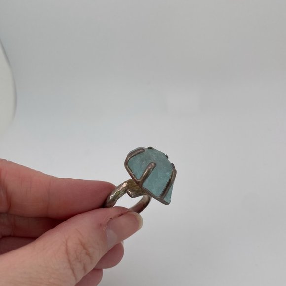 Sterling Silver and Rough Aquamarine Ring - Picture 5 of 7